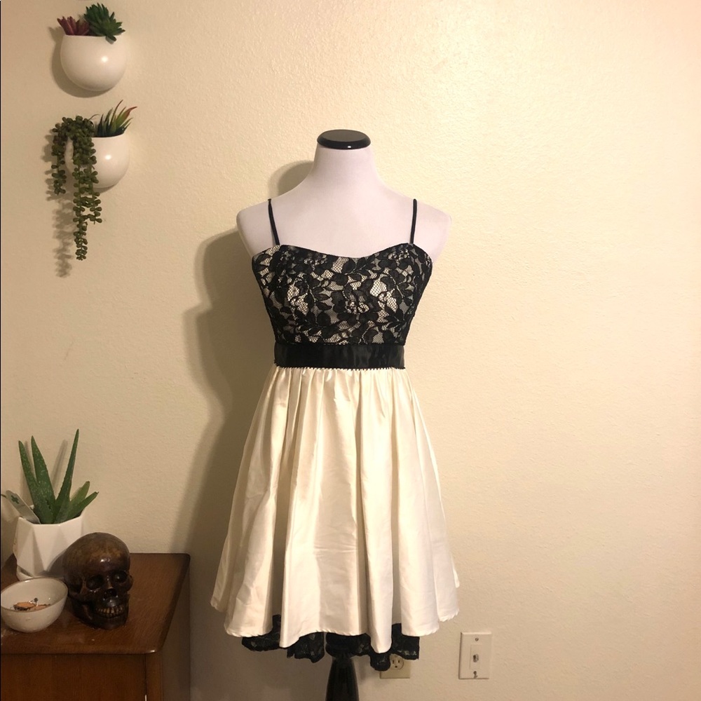 White & Black Lace Party Dress